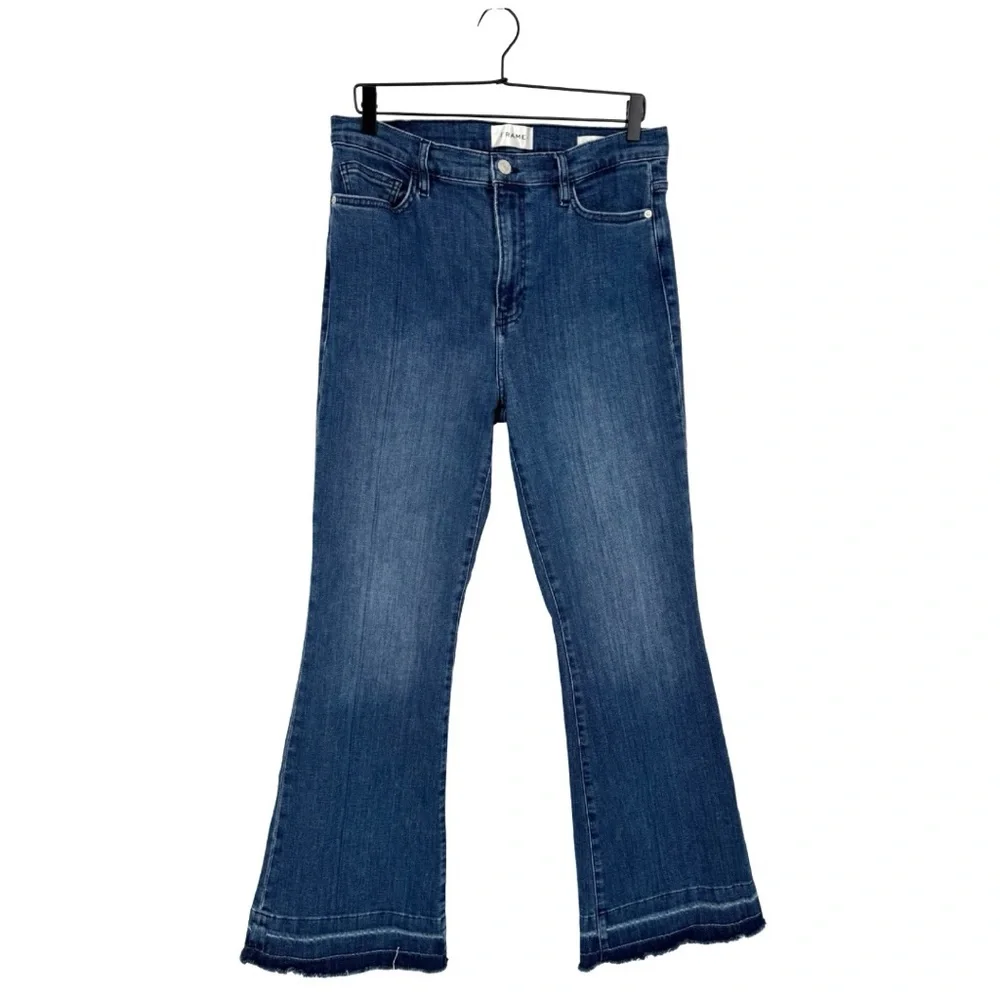 Frame Le Easy Flare Release Hem Jeans Thunderstorm Dark Wash‎ High-Waist 31